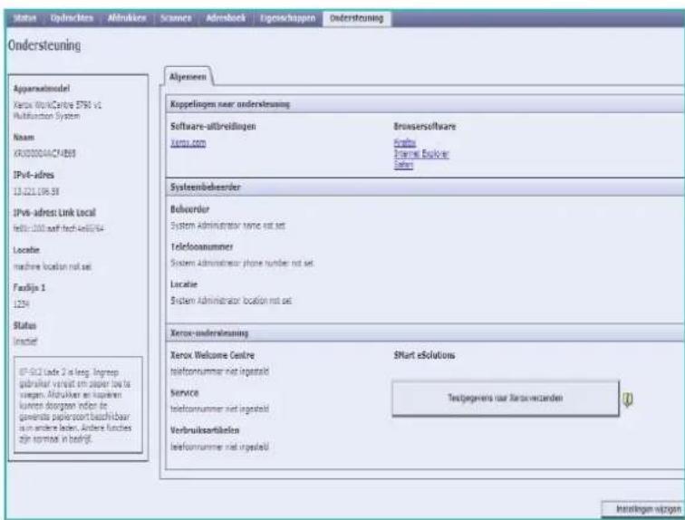 Ondersteuning Appareatmodel Xerox WorkCentre E790 v1 Multifunction System Name XR200004A74865 IPV6-adres 13.221.198.58 IPV6-adres Link Local Infor: 1000 net tech-466/64 Localer machine location not set Fadijja 1 1234 Status Inhofel IP-VS2 Lutte 2 is long, Ingreep gabralier varialt om paper loci te vagen, Maltukker en kappelen kurtens doorgen inden at gavende papiereantbuchbar in andere lader, Anders functies zijn normals in bedrijf. Algemien Koppleringen naar ondersteuning Software-altreidingen Xerox.com Browsers/software Xerox.com Systembeheuser Buluxdor System Administrator name set Telefoonnummer System Administrator phone number set Locatie System Administrator location set Xerox-understeuning Xerox Welcome Centre telefonnummer net ingesteld Service telefonnummer net ingesteld Verbruikserlösten telefonnummer net ingesteld Smart eSolutions Testgegeners naar Koraarverzenden Instokigen risponen