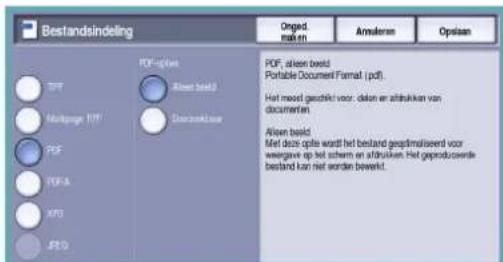 Bestandsindeling PDF options TFF Maltpage TFF PDF PDF-A XPS JPS Alien beeld Dienbeneer Onged maken Amularen Opsaan PDF, alleen beeld Portable Document Format (pdf). Het meed geaktief voor: deion en afrikaiken van documenten. Alien beeld Het deze opie wordt het bestand geplimiseerd voor weigave op het schem en afrikaiken. Het geproduwende bestand kan niet worden bewert.