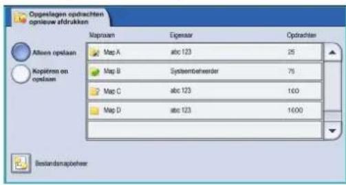 Oppenlagen opdrachten opnieuw afrukken Mapraam Eigensar Opdrachter Allaren opdaam Map A abc 123 25 Map B Systembehender 75 Map C abc 123 100 Map D abc 123 1000 Bestandenapbeher