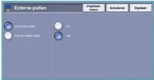Externe pollen Ongestaan maken Annuleren Opslaan Externe fin pollen UI Externe mailbox pollen Am