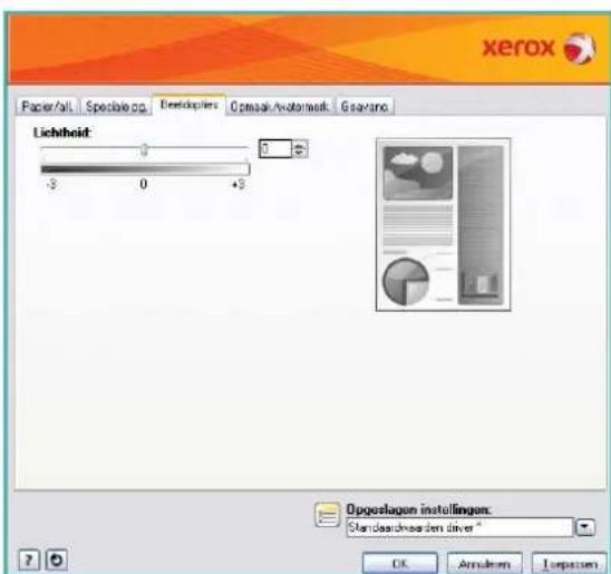 xerox Paper/alt Speciale op Developers Optimark/motorwerk Geavano Lichtheit 0 3 0 +3 Opgeslagen instellingen: Standardwarden driver * OK Android Upgrade
