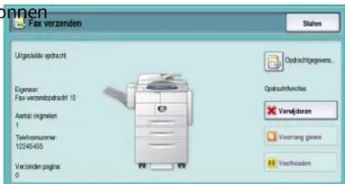 FAX verzenden Utgeldade opdracht Eigenaar Fax-verzendsopdracht 10 Aantal originellen: 1 Telekomsumer: 12245455 Verzenden pagina: 0 Opdrachtgegavens... Opdrachtfundies Verwijderen Voornang gewes Vasthouslen