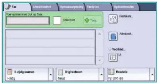 Fax Optoakzampening Options Options Voor nummer in en druk op Tav SrekIcon Toes Kiechkurs... Adrebovck... Vorgblad... Lit 2-jdg sammen 1-jdg Origineelsort Tekst Revolutie Fio (200 qf)