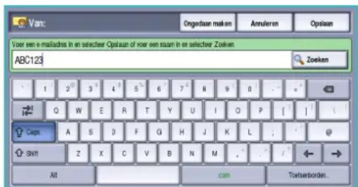Van: Ongedaan maken Annuleren Opslaan Voor een e-mailaches in en selecteer Opslaan of roer een raan in en selecteer Zoeken ABC123 Zoeken 1 2 3 4 5 6 7 8 9 0 Q W E R T Y U I Q P [ ] Caps A S D F G H J K L SNIT Z X C V B N M Alt com Toelserboden.