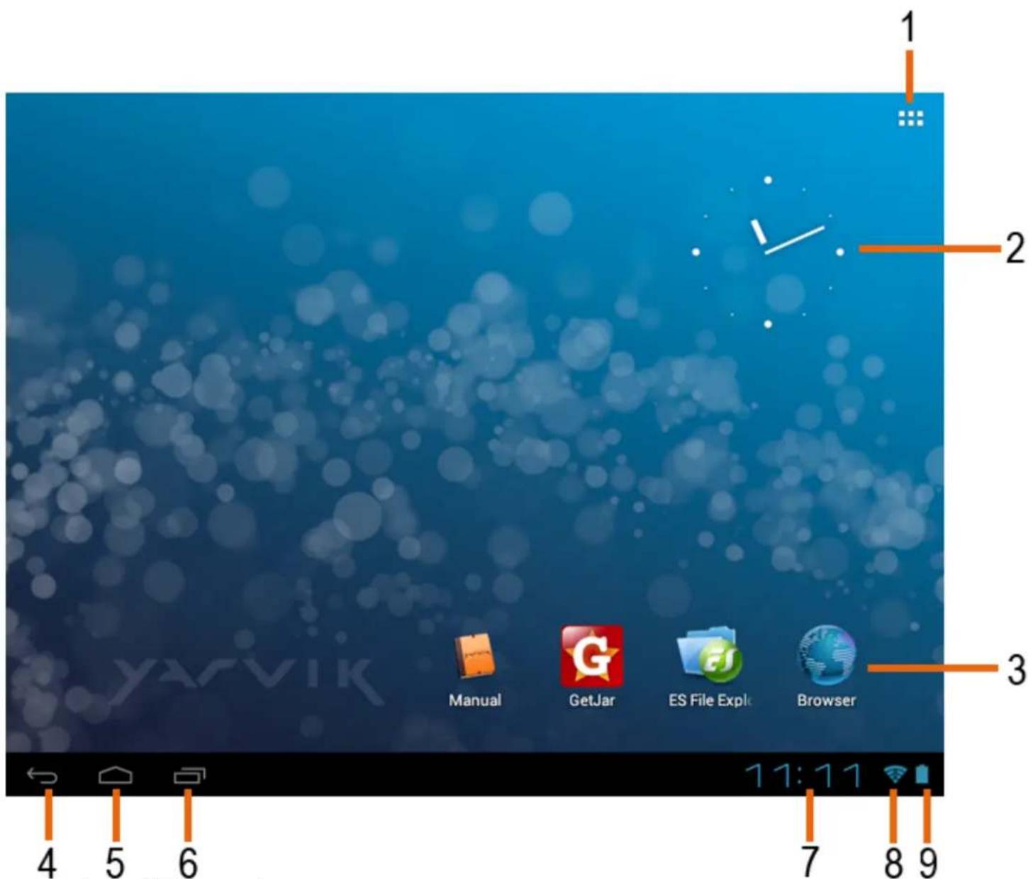 1 2 3 4 5 6 Manual GetJar ES File Explc Browser 11:11 7 8 9