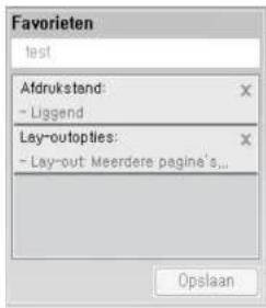 Favorieten test Afdrukstand: - Liggend Lay-outopties: - Lay-out: Meerdere pagine's... Opslaan