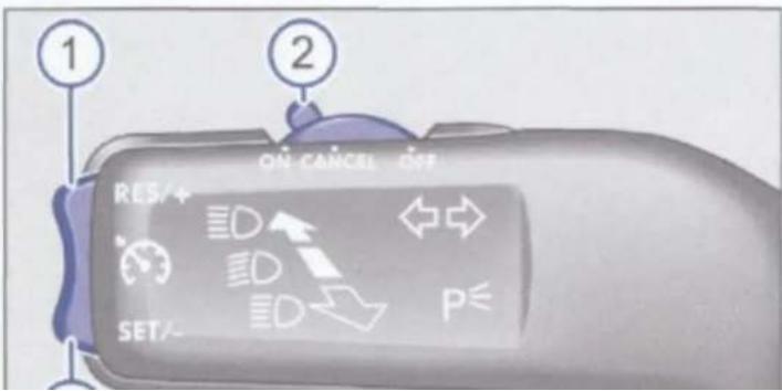 VOLKSWAGEN Beetle Cabriolet (2012) - Snelheidsregelsysteem bedienen - 1