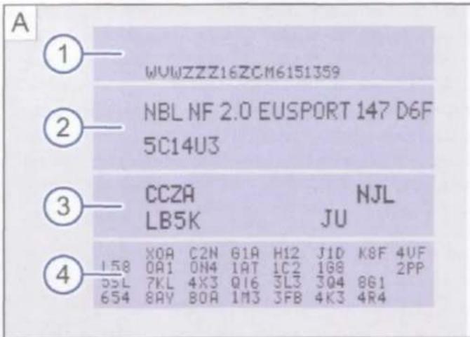 A ① WUWZZZ16ZCM6151359 ② NBL NF 2.0 EUSPORT 147 D6F 5C14U3 ③ CCZA NJL LB5K JU ④ XOA C2N G1A H12 J1D K8F 4UF 158 OA1 ON4 1AT 1C2 1G8 2PP 55L 7KL 4X3 Q16 3L3 3Q4 8G1 654 8AY 80A 1M3 3FB 4K3 4R4