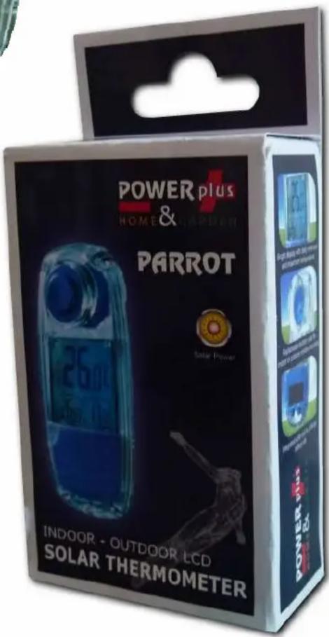 POWER plus HOME & PARROT Solar Power INDOOR - OUTDOOR LCD SOLAR THERMOMETER