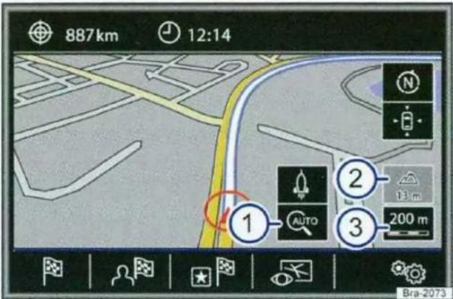 887km 12:14 ① AUTO ② 13 m 200 m ③ Bra-2073