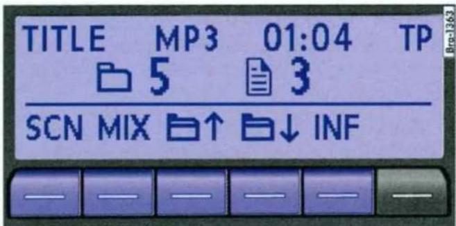 TITLE MP3 01:04 TP 5 3 SCN MIX ↑ ↓ INF