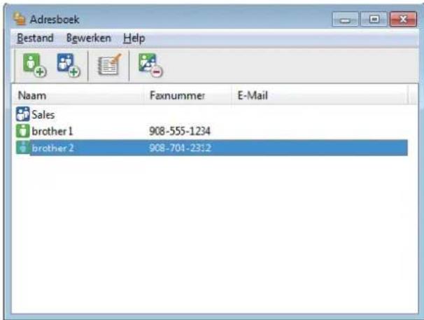 Adresboek Bestand Bewerken Help Naam Faxnummer E-Mail Sales brother 1 908-555-1234 brother 2 908-701-2312