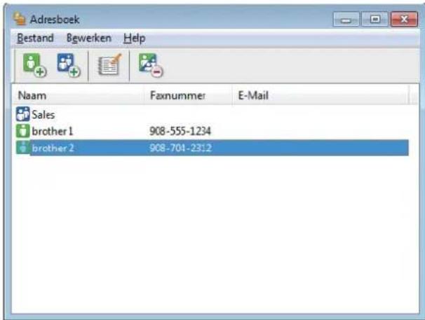 Adresboek Bestand Bewerken Help Naam Faxnummer E-Mail Sales brother 1 908-555-1234 brother 2 908-701-2312