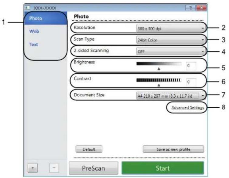 BROTHER MFC-L6900DWTSP - TWAIN-driverinstellingen (Windows) - 1