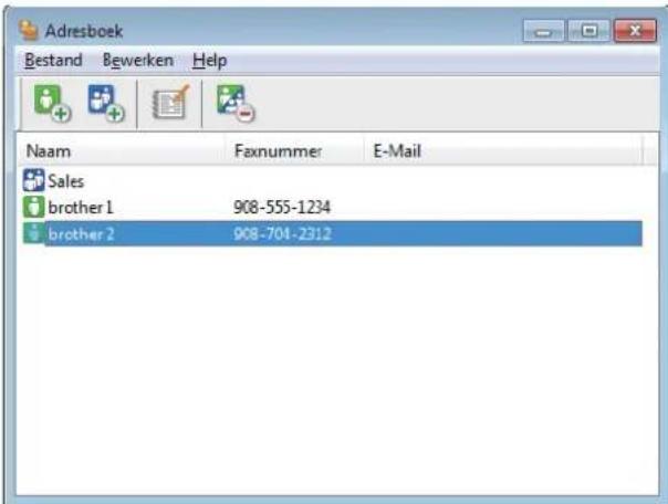 Adresboek Bestand Bewerken Help Naam Faxnummer E-Mail Sales brother 1 908-555-1234 brother 2 908-701-2312