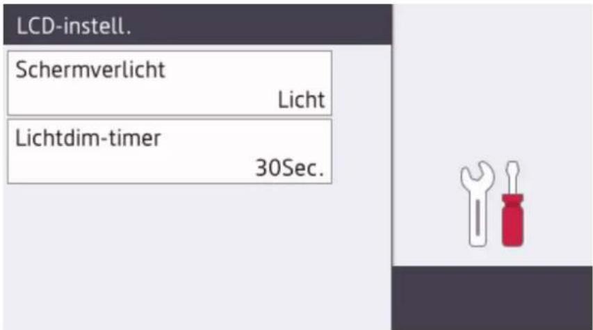 LCD-instell. Schermverlicht Licht Lichtdim-timer 30Sec.