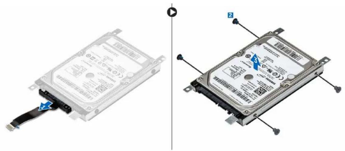 DELL Vostro 3576 - De harde schijf uit de bracket van de harde schijf verwijderen - 1