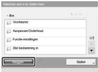 Selecteer een in te stellen item. Bvn Voorkeuren Aanpassen/Onderhoud Functie-instellingen Stel bestemming in Infoggen Sluiten