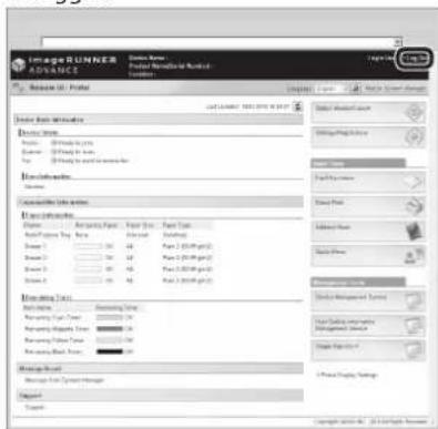CANON ImageRUNNER ADVANCE C2230i - Voer het ID systeembeheerder en de systeem PIN in → klik op [Beheerder login]. - 2