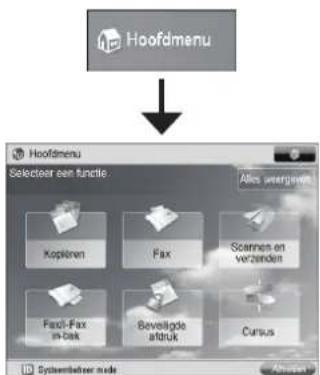 Hoofdmenu Selecteer een functie Kopkinen Fax Scannes en verzenden Fax-Fax afdek Bevelgde aftruk Cursus