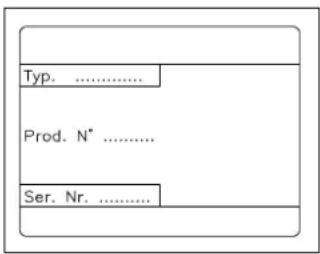 Typ. ...... Prod. N* ...... Ser. Nr. ......