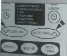 SOILED POTATOES FRESH VEGETABLES FISH FROAST MEAT FROAST PROCES MOMOTRY CHECKS MEMORY Less / MIN+ MORE / MIN+ DRINKS QUICHE RICE/PASTA