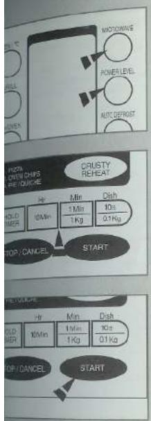 MOTOWAVE POWERLEVEL AUTO DEPOSIT CROSTY REHEAT HOLD MER 10Min Min 1Min 1Kg Dish 10s 0.1Kg STOP/CANCEL START POTOWAVE HOLD MER 10Min Min 1Min 1Kg Dish 10s 0.1Kg STOP/DANCEL START
