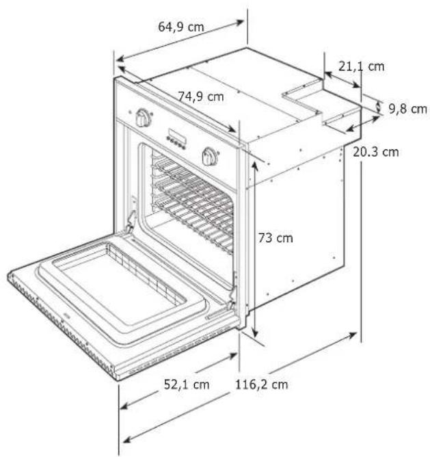 64,9 cm 74,9 cm 21,1 cm 9,8 cm 20.3 cm 73 cm 52,1 cm 116,2 cm