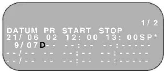 DATUM PR START STOP 1/2 21/06 02 12:00 13:00 SP* 9/07 D - - : - - - : - - - / - - - - - : - - - - - - - - / - - - - - : - - - - - - -
