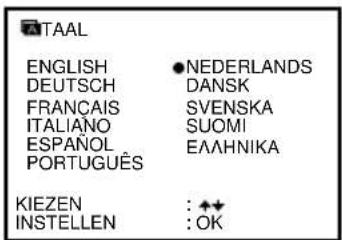 TAAL ENGLISH DEUTSCH FRANÇAIS ITALIANO ESPAÑOL PORTUGUÊS NEDERLANDS DANSK SVENSKA SUOMI EÀAHNIKA KIEZEN INSTELLEN : OK