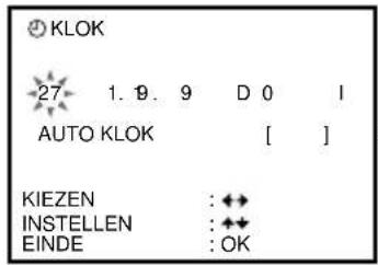 © KLOK 27 1. 9. 9 D 0 I AUTO KLOK [ ] KIEZEN : ◆◆ INSTELLEN : ◆◆ EINDE : OK