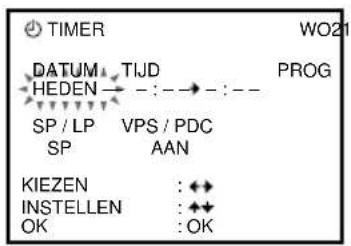 TIMER DATUM TIJD PROG HEDEN --:--→:-- SP / LP VPS / PDC SP AAN KIEZEN : ◆◆ INSTELLEN : ◆◆ OK : OK