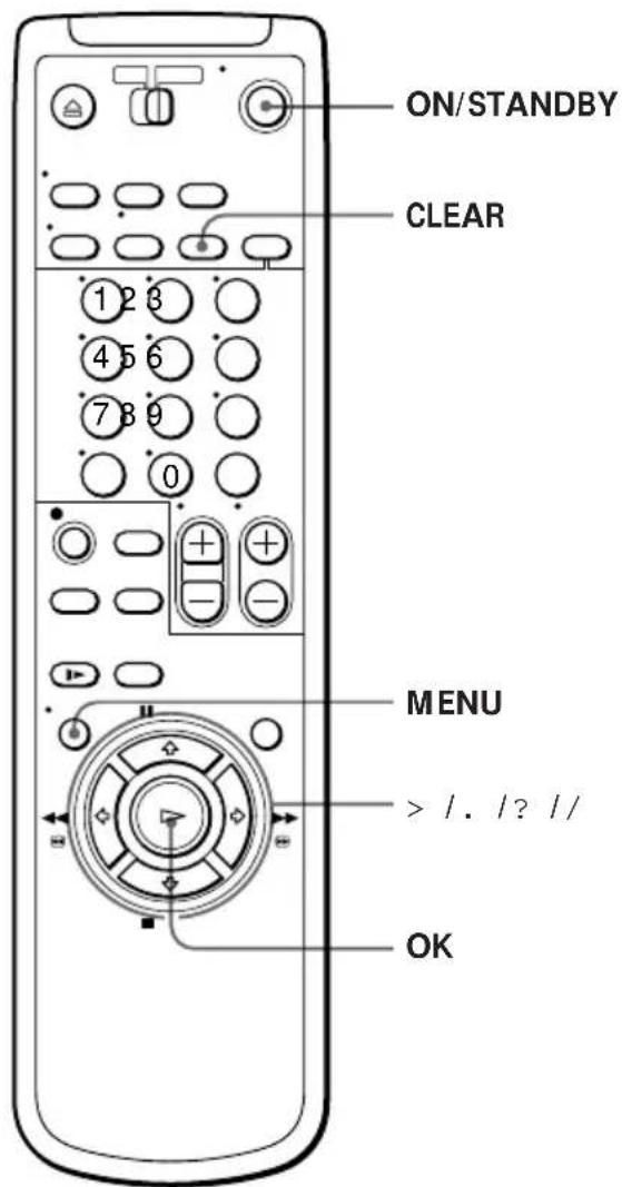 ON/STANDBY CLEAR MENU > / . / ? // OK