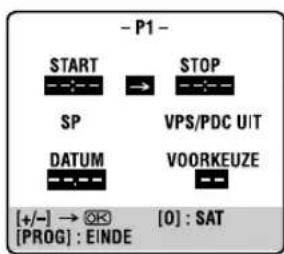 - P1 - START → STOP SP VPS/PDC UIT DATUM VOORKEUZE [+/-] → OK [0] : SAT [PROG] : EINDE