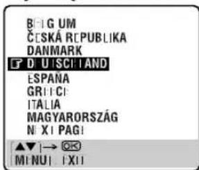BELG UM ČESKÁ REPUBLIKA DANMARK F D U I S C I AND ESPANA GRITCI ITALIA MAGYARORSZÁG N X PAG! ▲▼ |→ OK MINU | X11
