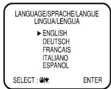 LANGUAGE/SPRACHE/LANGUE LINGUA/LENGUA ► ENGLISH DEUTSCH FRANCAIS ITALIANO ESPAÑOL SELECT : OK. ENTER