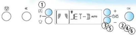 ① F—○ [ ] [ ] JET—] AUTO + - ③⑤ ②④⑥ OK