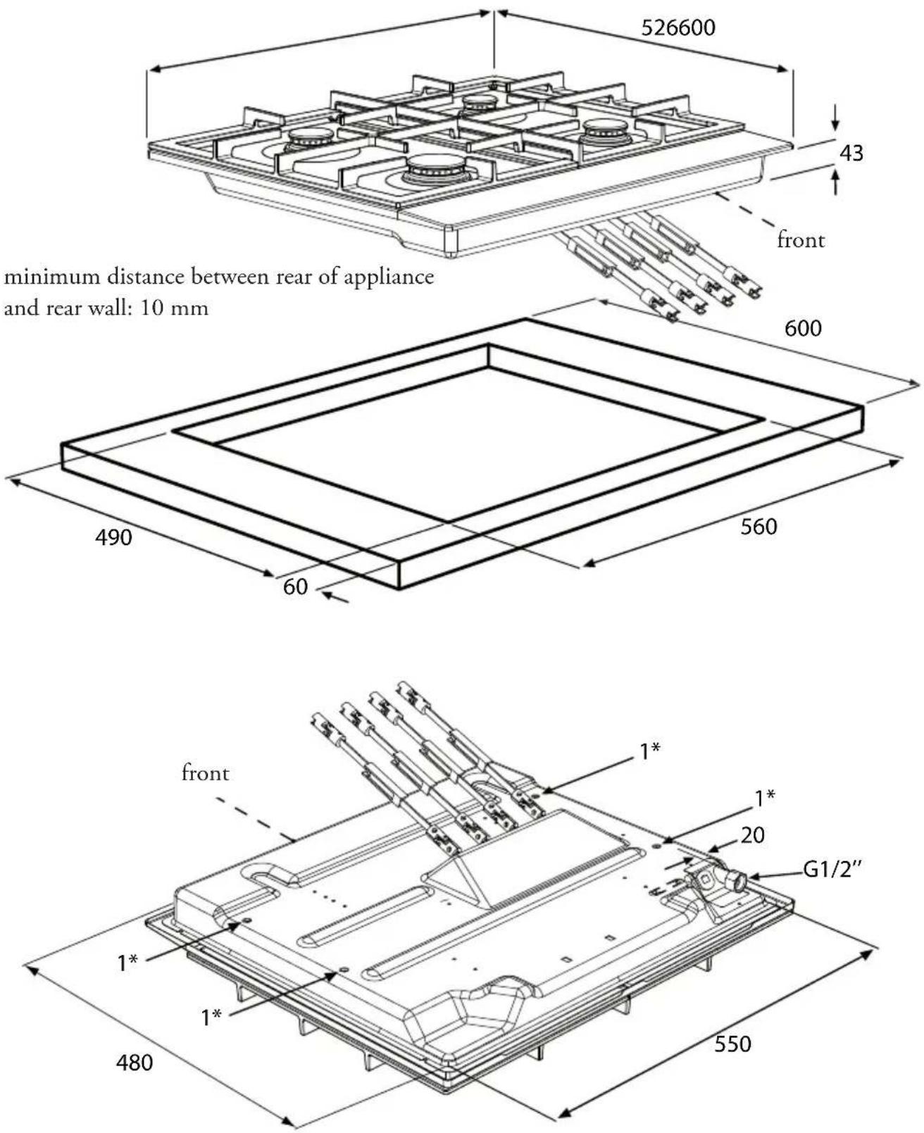 Atag HG97C - Building in dimensions HG42..C - 1