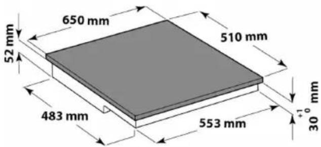 650 mm 52 mm 483 mm 510 mm 553 mm +70 mm 30 mm