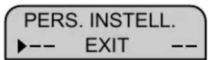 Pelgrim KK 7174 - Menu Persoonlijke instellingen – Exit - 1