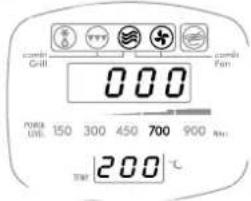 combi Grill combi Fan 000 POWER LIME: 150 300 450 700 900 AM 200 °C TIN