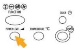 FUNCTION POWER LEVEL TEMPERATURE °C CLOCK