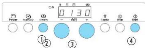 Power Memory Steam - + 130 2 3 4 Ripid Stop Start