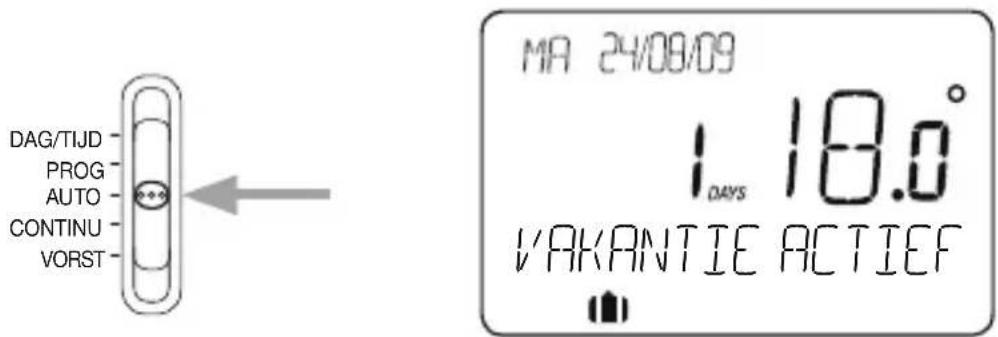 DAG/TIJD PROG AUTO CONTINU VORST MA 24/08/09 1.18.0° DAYS VAKANTIE ACTIEF