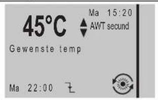 45°C Ma 15:20 AWT secund Gewenste temp Ma 22:00