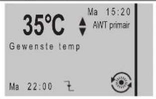 35°C Ma 15:20 Gewenste temp AWT primair Ma 22:00