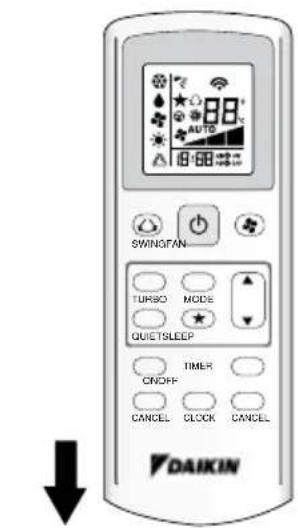 SWING/FAN TURSO MODE QUIETSLEEP TIMER CNOFF CANCEL CLOCK CANCEL DAIKIN
