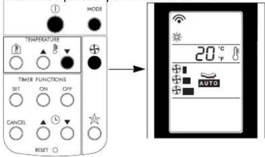 MODE TEMPERATURE TIMER FUNCTIONS SET ON OFF CANCEL RESET 20 °C 20 °F AUTO