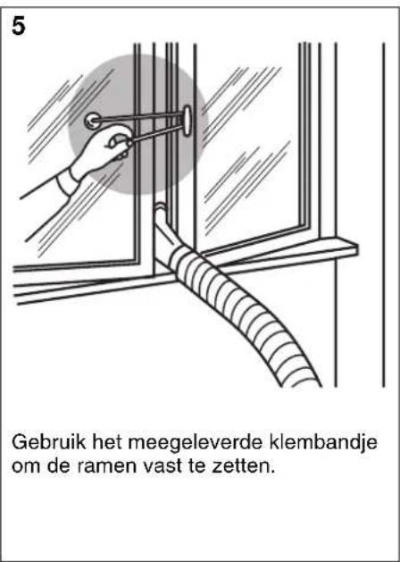 5 Gebruik het meegeleverde klembandje om de ramen vast te zetten.