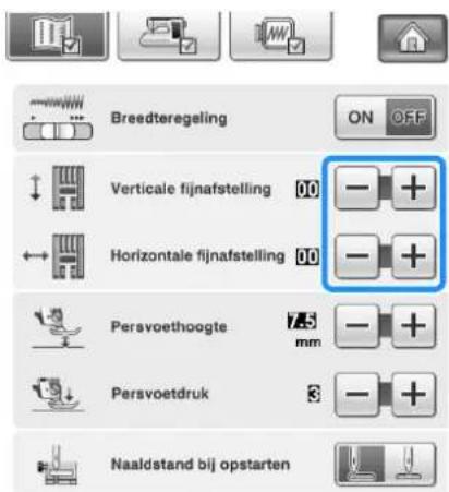 BROTHER Innov-is 1e - Druk op enpas het patroon aan met het scherm "Verticale fijnafstelling" of "Horizontale fijnafstelling". - 1